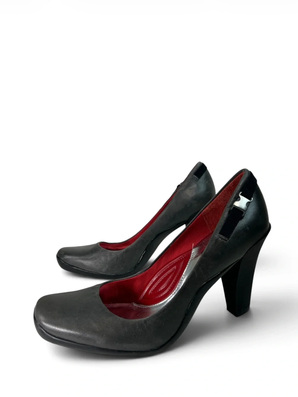 Kenneth Cole Reaction Hyperactive Black Leather Pumps Heels Size 7